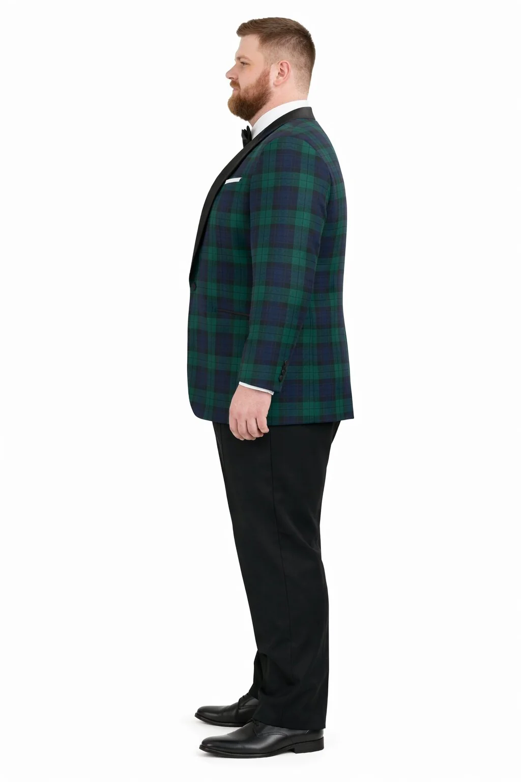 Big and Tall Holiday Jackets - Christmas Tartan Plaid Sport Jacket For Big Man in Color Green and Blue Tartan Scottish Pattern - Image 3