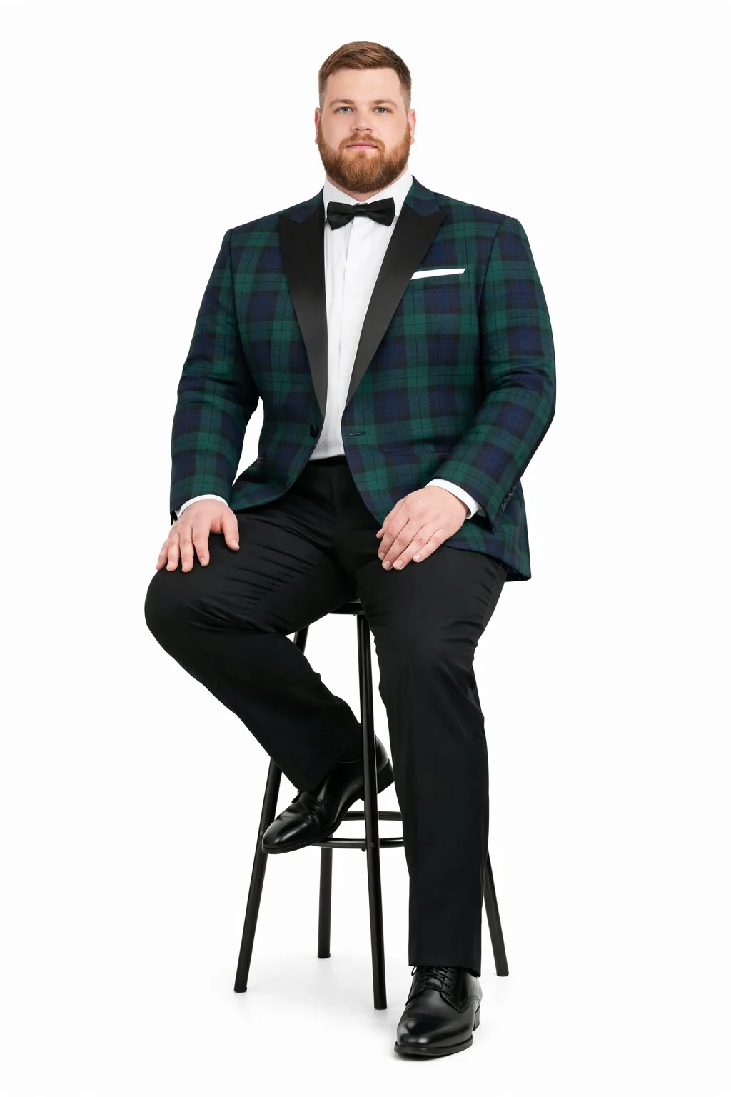 Big and Tall Holiday Jackets - Christmas Tartan Plaid Sport Jacket For Big Man in Color Green and Blue Tartan Scottish Pattern - Image 4
