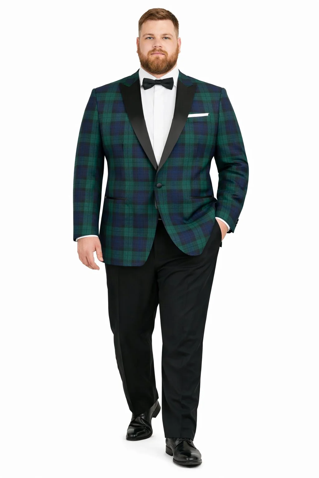 Big and Tall Holiday Jackets - Christmas Tartan Plaid Sport Jacket For Big Man in Color Green and Blue Tartan Scottish Pattern - Image 5
