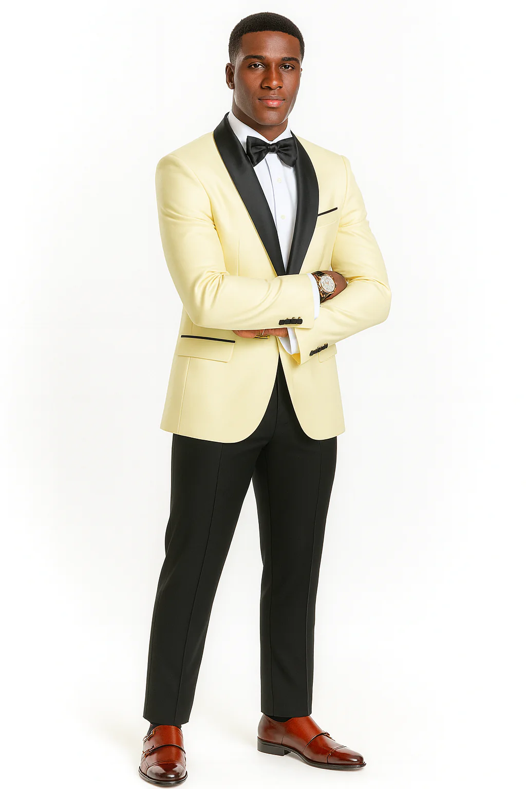 Big And Tall Suit For Men - Jacket + Pants + Bowtie + Pants - Ivory Suit - Image 8