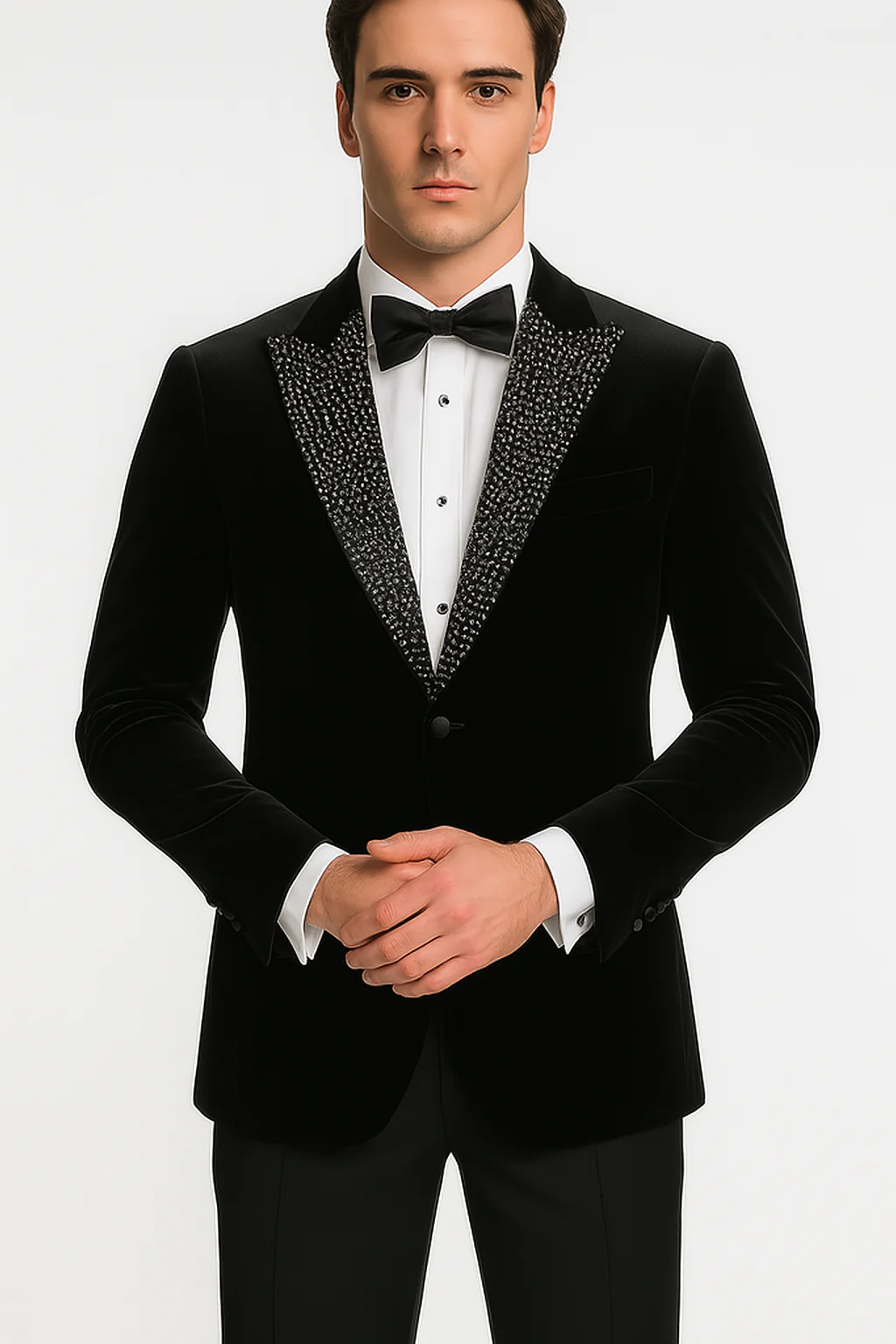 Big and Tall Velvet Blazer in Color Black  - Sportcoat  Rhinestone-Embedded  Stacy Adams - Image 6