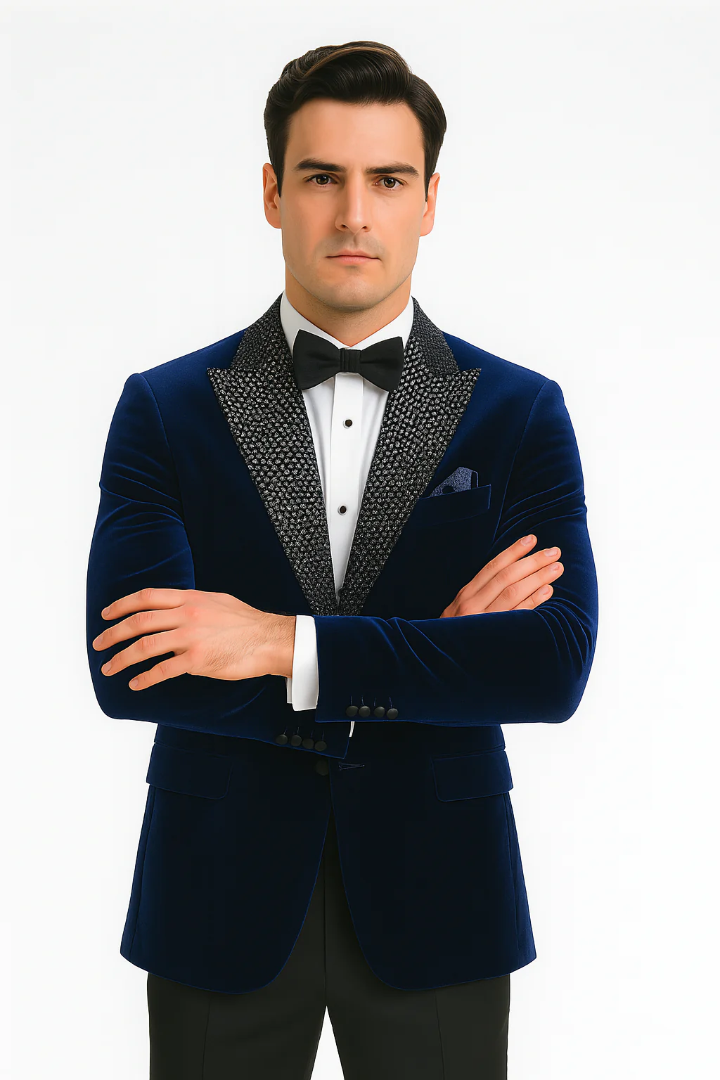 Big and Tall Velvet Blazer in Color Blue  - Sportcoat  Rhinestone-Embedded  Stacy Adams - Image 5