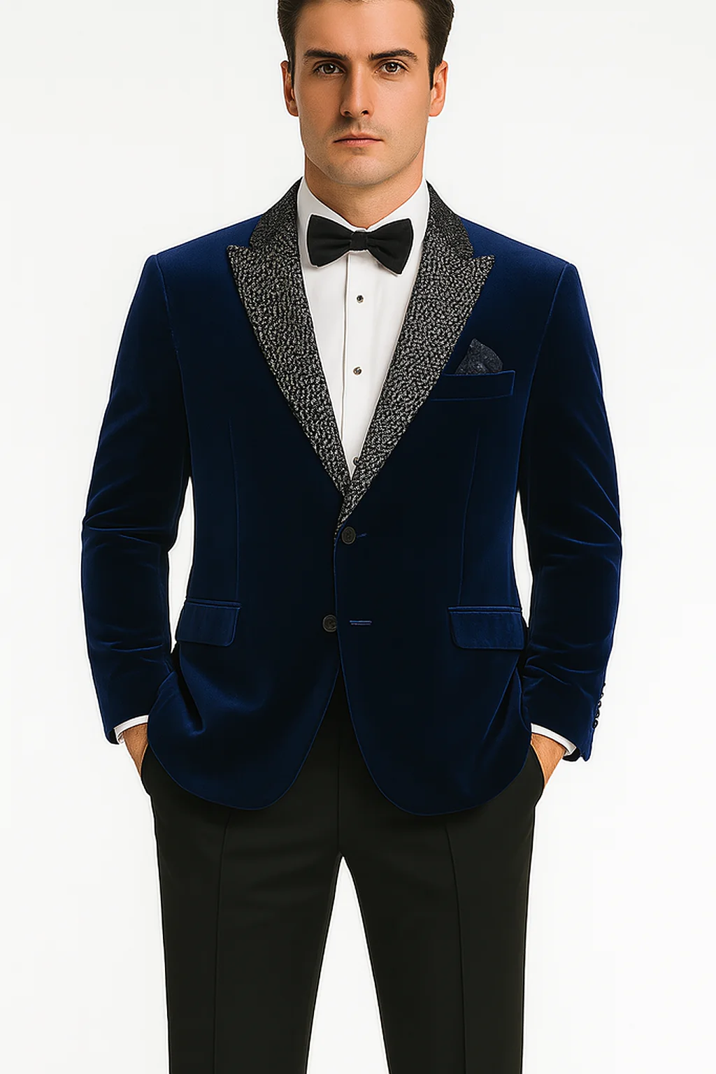 Big and Tall Velvet Blazer in Color Blue  - Sportcoat  Rhinestone-Embedded  Stacy Adams - Image 6