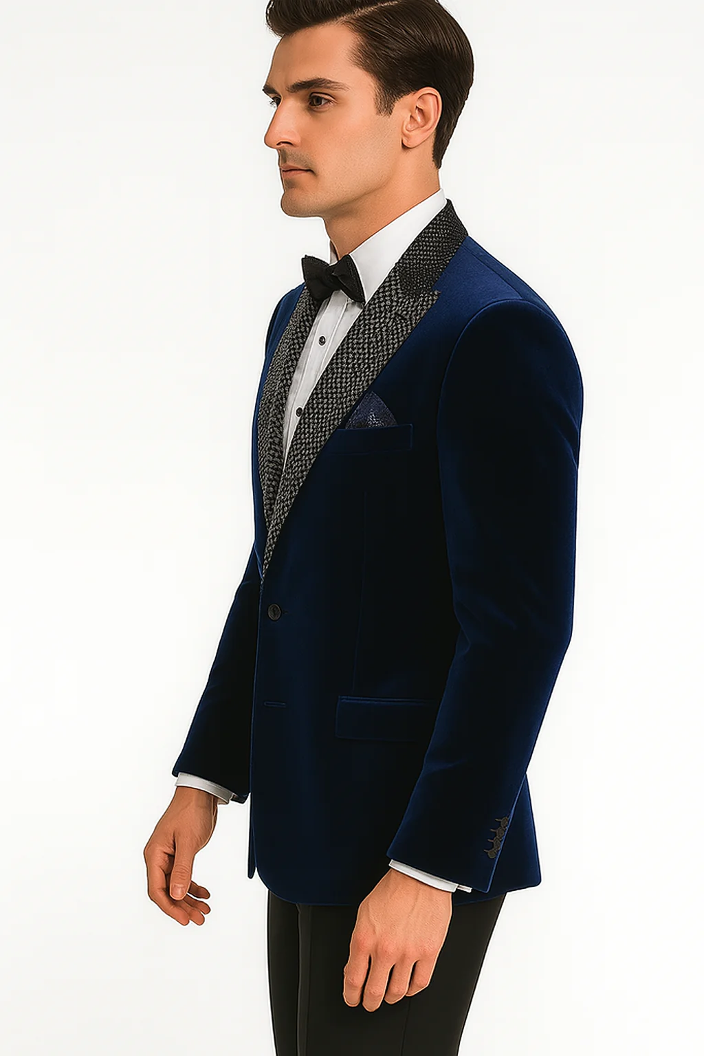 Big and Tall Velvet Blazer in Color Blue  - Sportcoat  Rhinestone-Embedded  Stacy Adams - Image 8