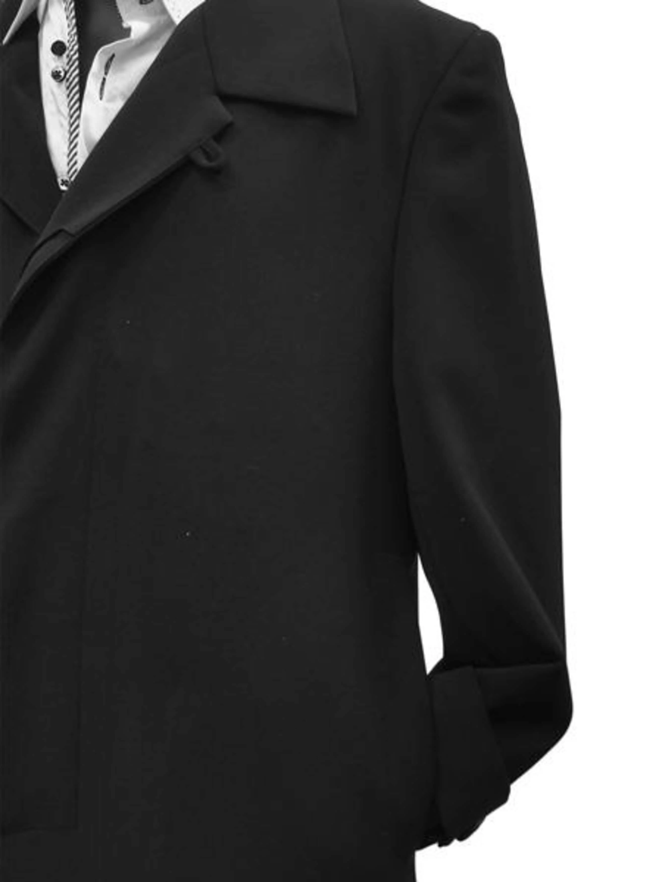 Black 100% Plush MicroFiber Dress Trench Top Long Coat - Mens Topcoat - Mens Overcoat - Image 3