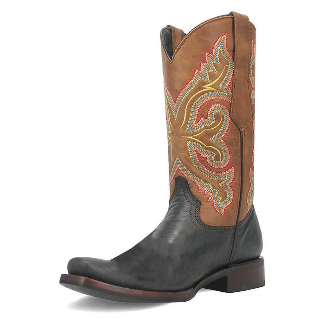 Dingo Black and Tan Snoot Toe Leather Western Boots - Image 6