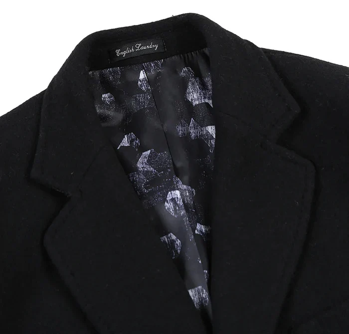 Black Fall/Winter Essential Slim Fit Overcoat Wool Blend - Image 4