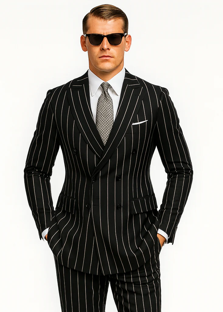 Black Pinstripe Suit - Gangster Suit - 1920's Suit - Image 7