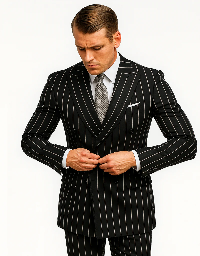 Black Pinstripe Suit - Gangster Suit - 1920's Suit - Image 8
