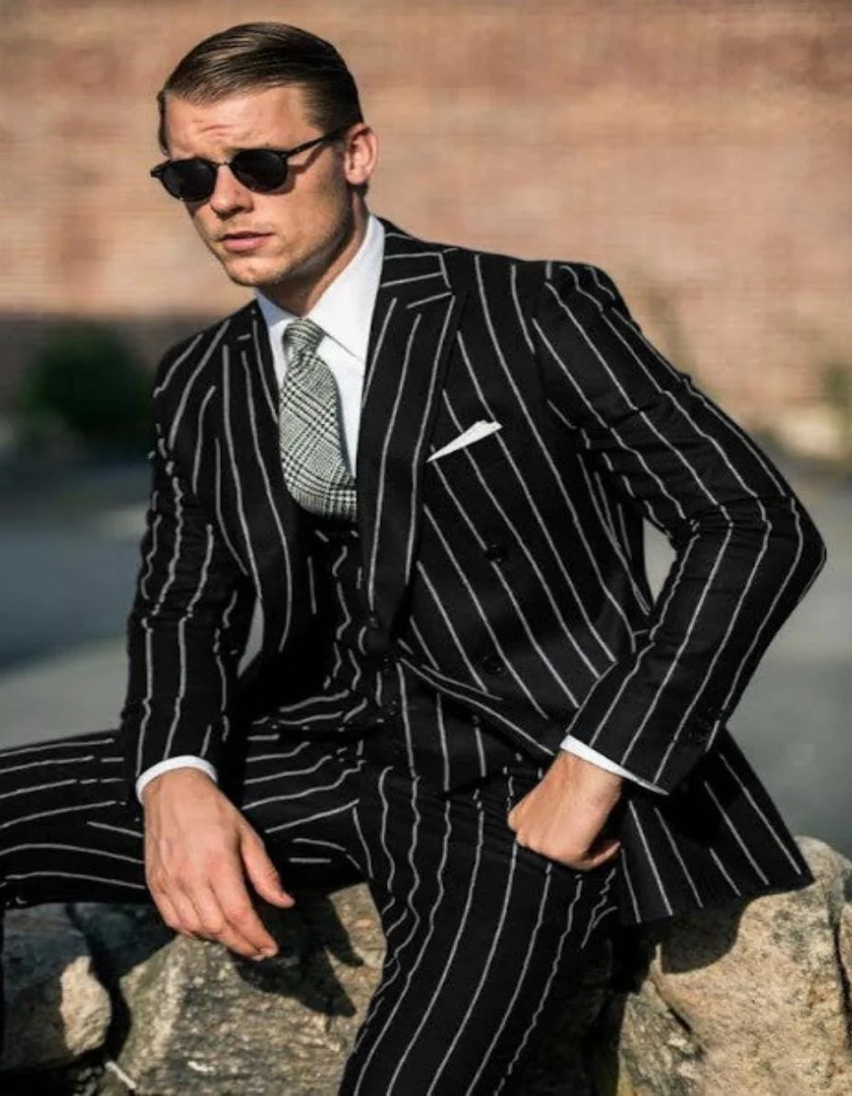 Black Pinstripe Suit - Gangster Suit - 1920's Suit - Image 9