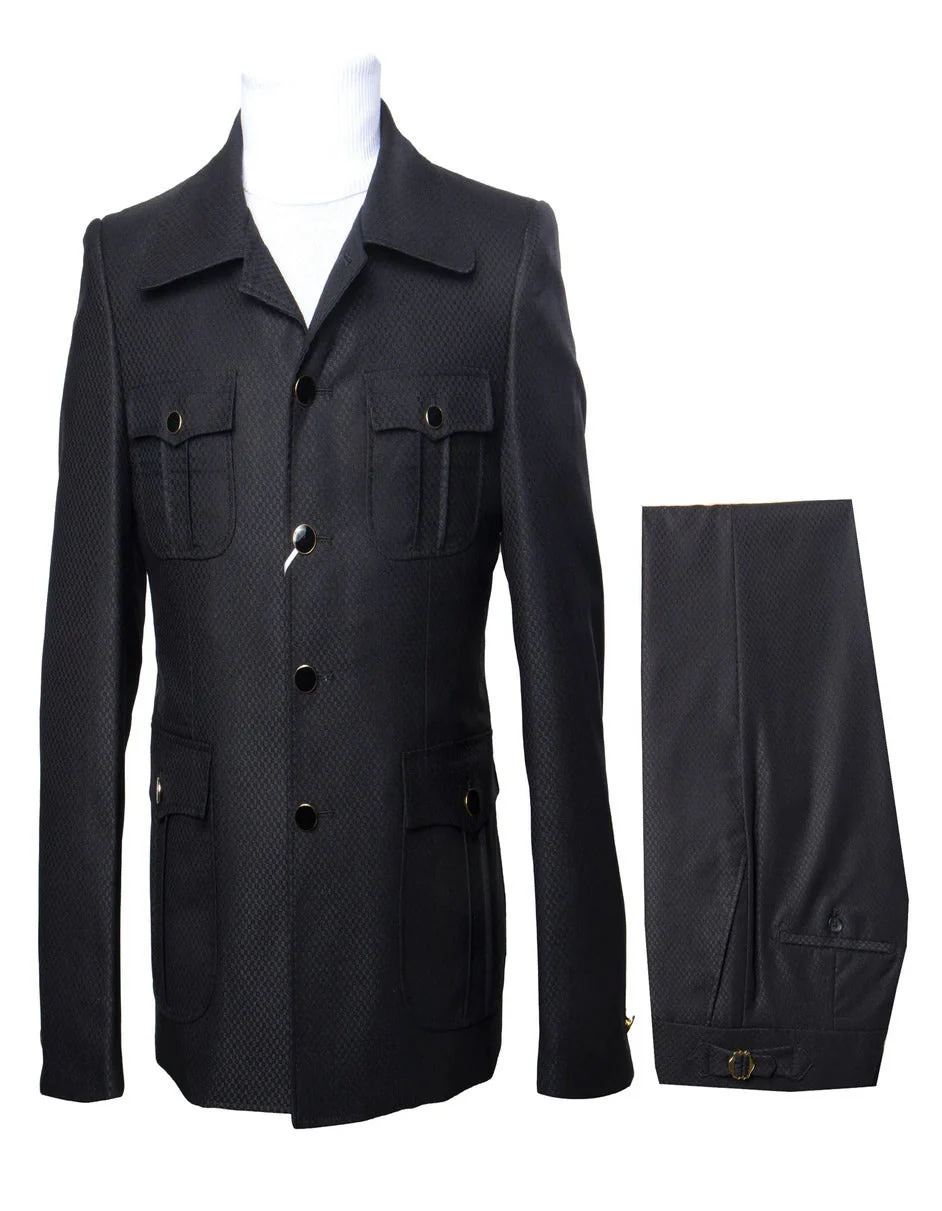 Black Safari Walking Suit for Men – Rossiman Utility Jacket and Trousers Set - Image 9