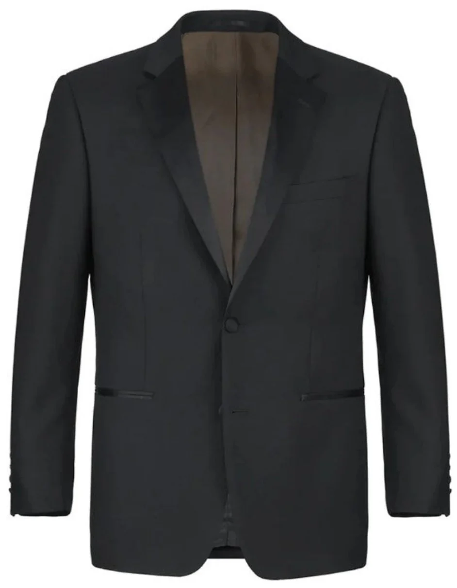 Black Tuxedo - Mens Wedding Suit - Notch Lapel Classic Fit Wool Tuxedo Black Prom Suit - Image 2