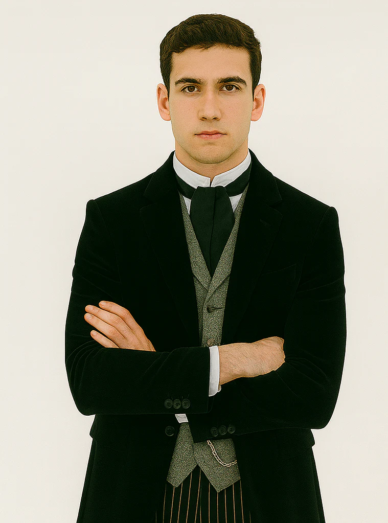 Black Velvet Roderick Smoking Jacket – Elegant Men's Wear - Image 3