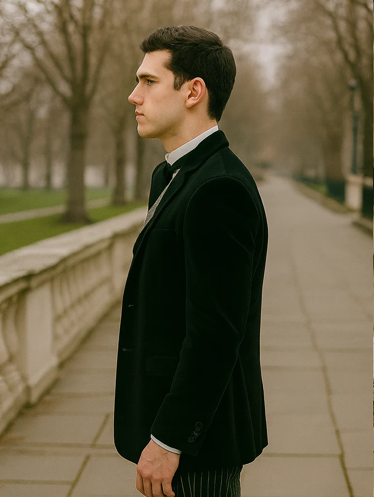 Black Velvet Roderick Smoking Jacket – Elegant Men's Wear - Image 5