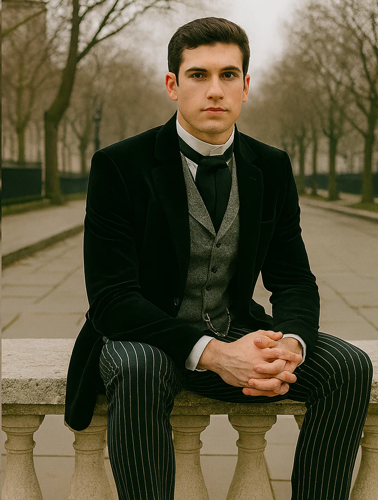 Black Velvet Roderick Smoking Jacket – Elegant Men's Wear - Image 6