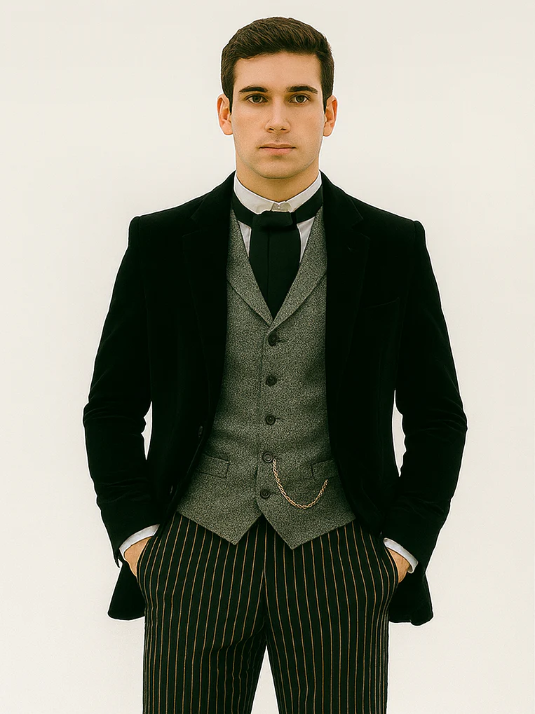 Black Velvet Roderick Smoking Jacket – Elegant Men's Wear - Image 7