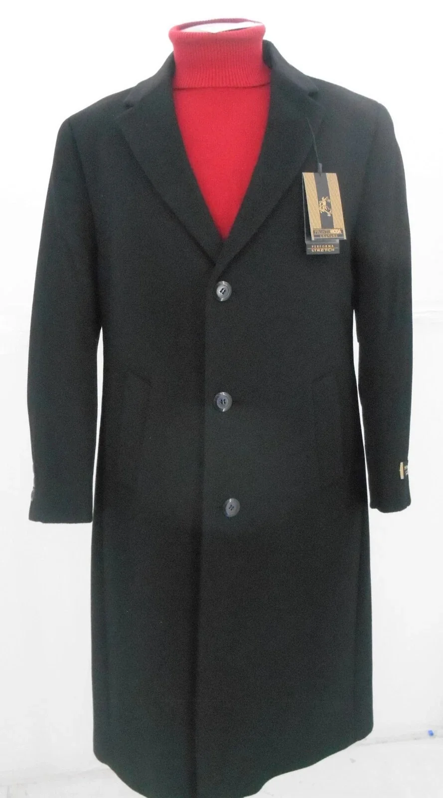 Black Wool Cashmere Topcoat for Men – Classic Long Formal Overcoat - Image 3