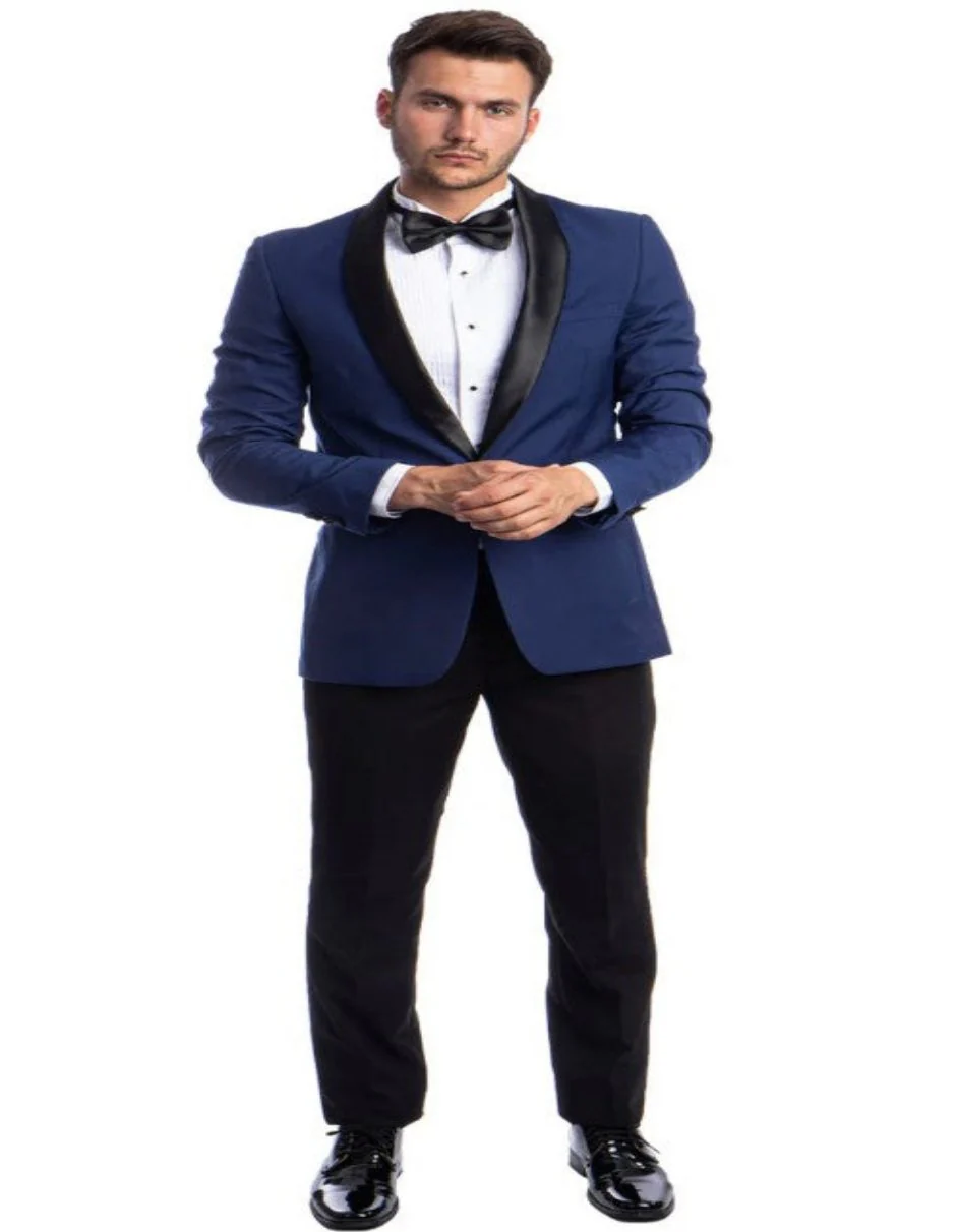 Blue Prom Suit - Blue Homecoming Outfits For Guys Skinny Fit Tuxedo for Prom Blue - Image 2