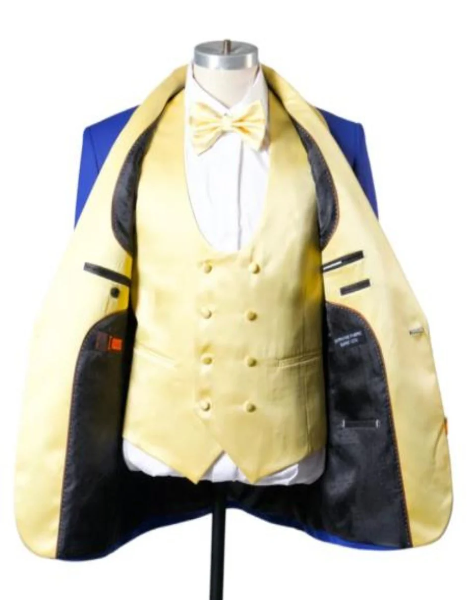 Blue Prom Suit For Men - Blue Homecoming Tuxedo  With Vest Royal - Image 2
