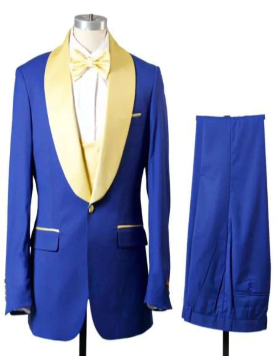 Blue Prom Suit For Men - Blue Homecoming Tuxedo  With Vest Royal - Image 3