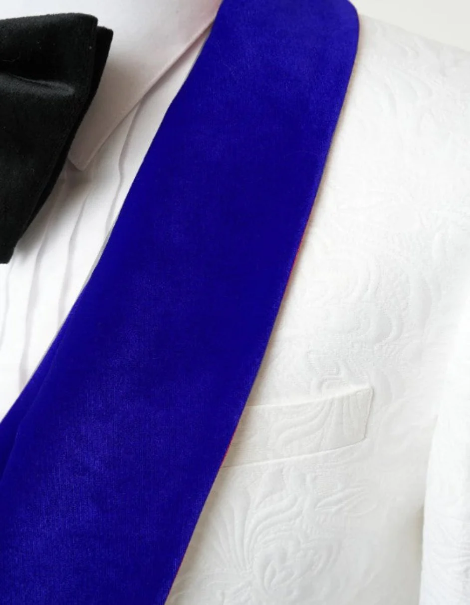 Blue Prom Suit - One Button Blue Homecoming Outfits For Guys Royal Blue Velvet Lapel - Image 3