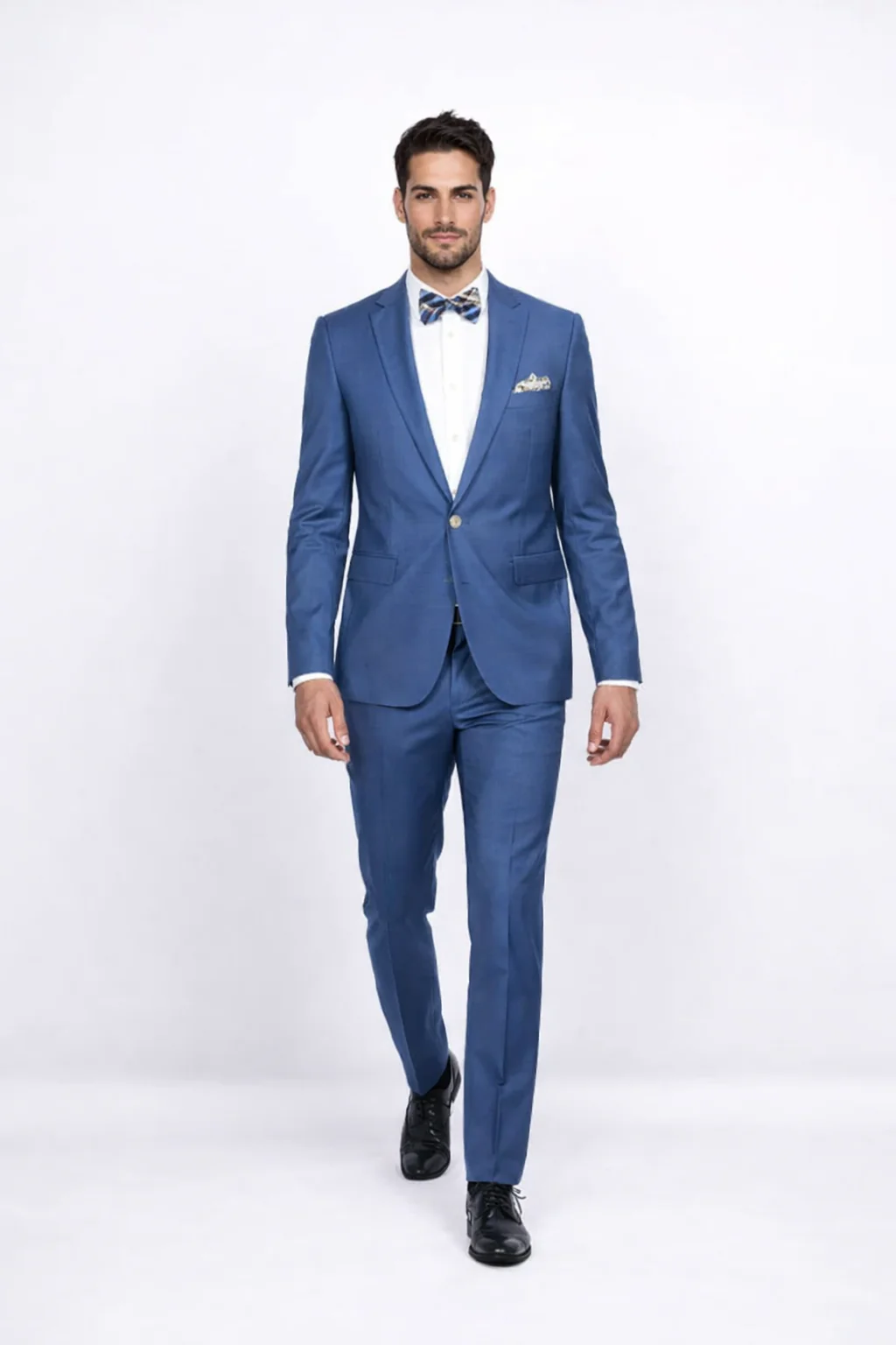 Blue Slim Fit Men’s Suit by Rossiman Rossi – Skinny Style with 1-Button Jacket - Image 3