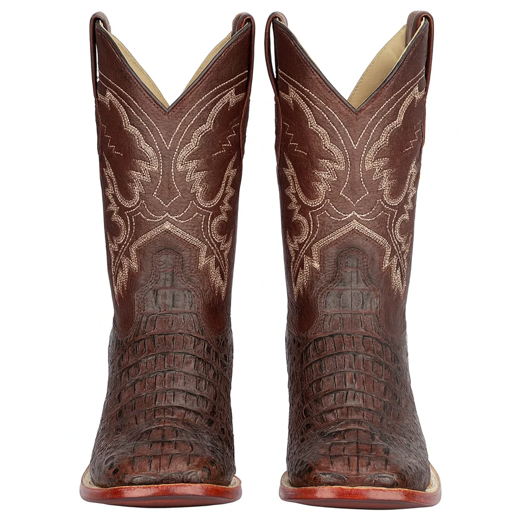 Botas Cuadrada de Cocodrilo Caiman Lomo Gasso