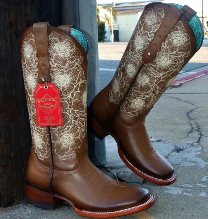 Botas de Cuero con Flores para Mujer en Horma Rodeo - Image 5