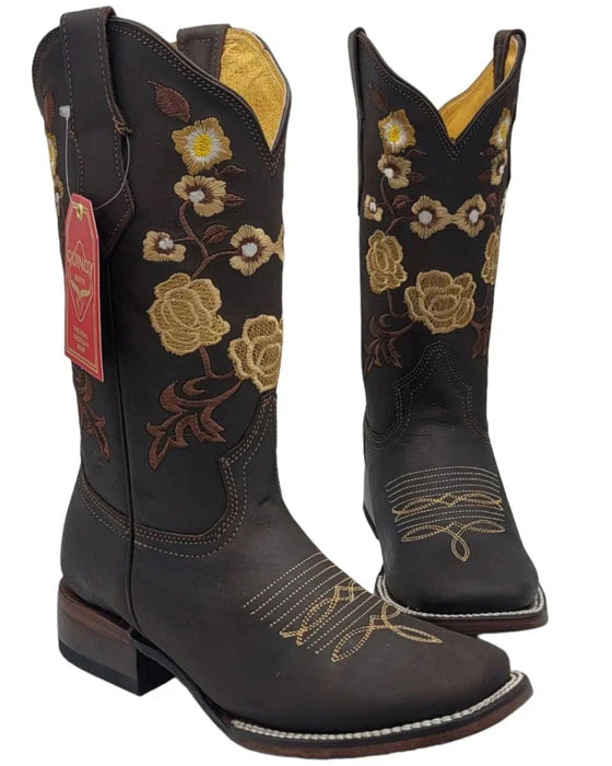 Botas Altas de Cuero con Flores para Mujer en Horma Rodeo - Image 2