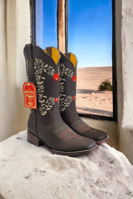 Botas Altas de Cuero con Flores para Mujer en Horma Rodeo - Image 2