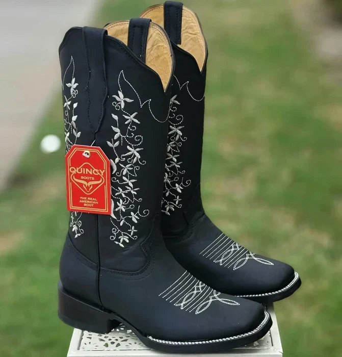 Botas de Cuero con Flores para Mujer en Horma Rodeo - Image 3