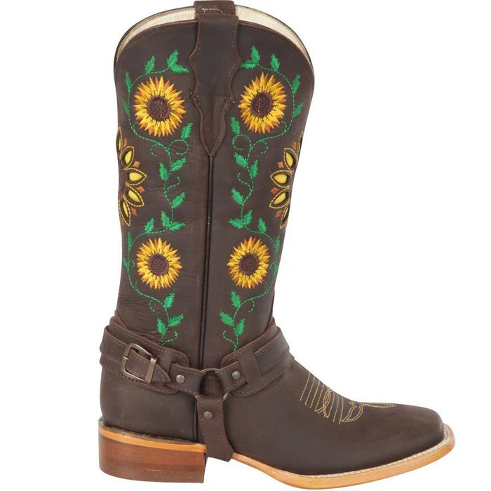 Botas Vaqueras de Cuero con Girasoles para Mujer en Horma Rodeo - Image 2
