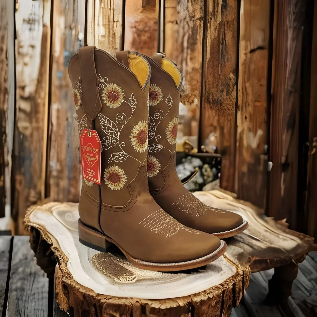 Botas de Cuero con Girasoles para Mujer en Horma Rodeo Q322G6231 - Image 3