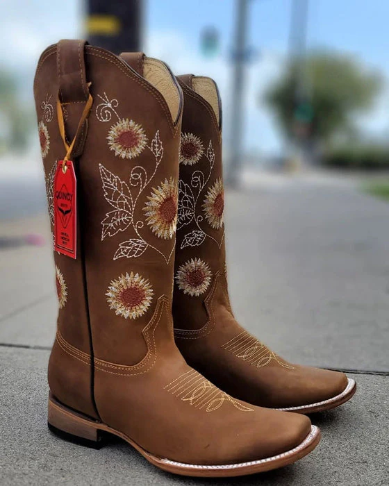 Botas de Cuero con Girasoles para Mujer en Horma Rodeo - Image 6