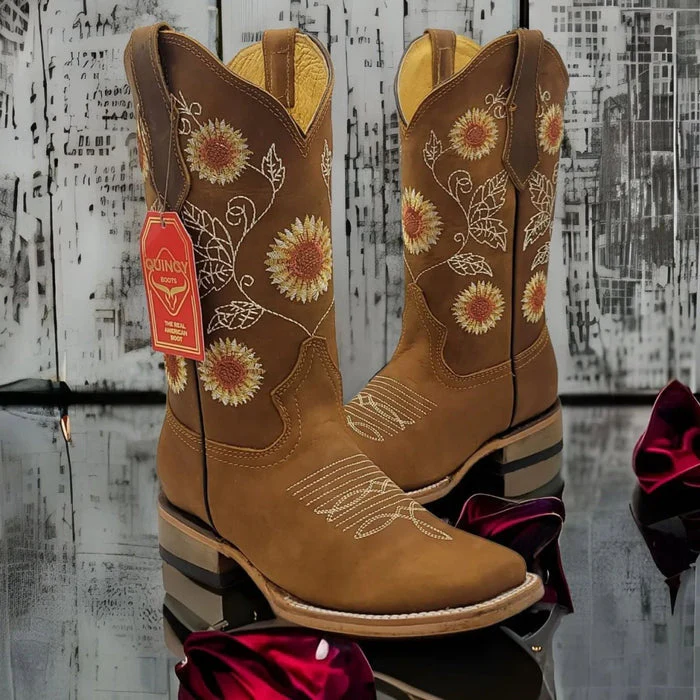 Botas de Cuero con Girasoles para Mujer en Horma Rodeo - Image 8
