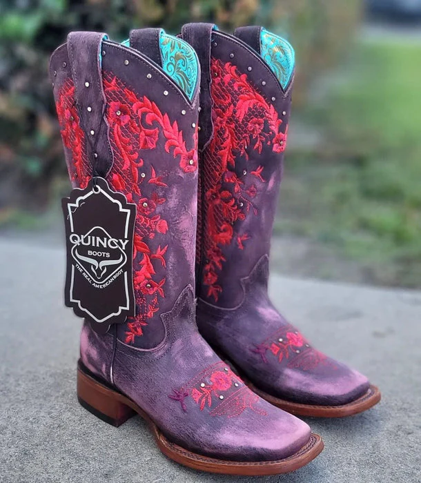 Botas de Cuero Lijado para Mujer en Horma Rodeo Color Cherry - Image 2