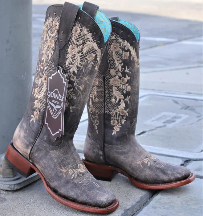 Botas de Cuero Lijado para Mujer en Horma Rodeo Color Choco - Image 4