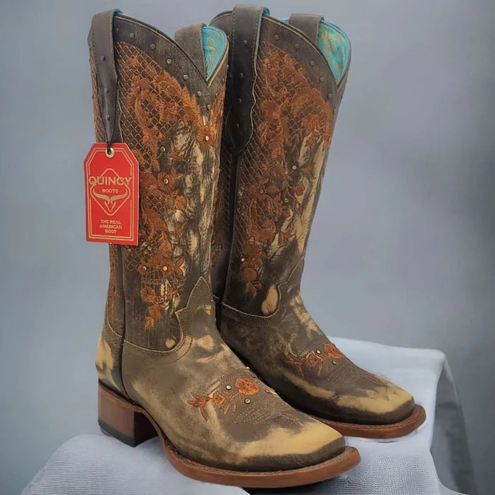 Botas de Cuero Lijado para Mujer en Horma Rodeo Color Tan - Image 5