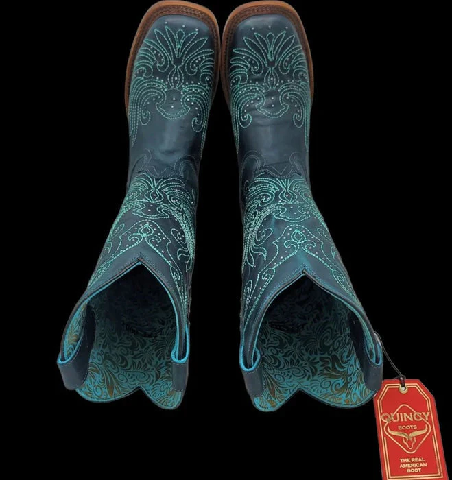 Botas de Cuero Volcano para Mujer en Horma Rodeo Color Turquesa - Image 4