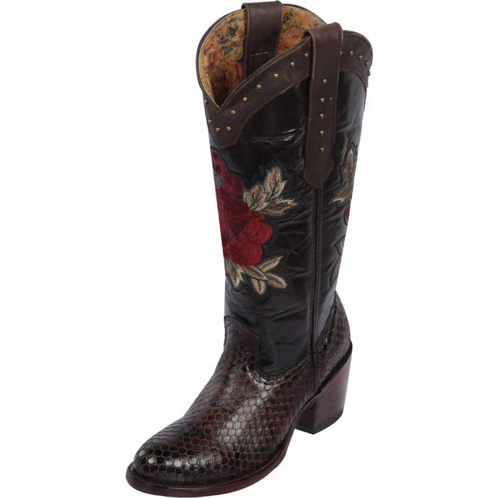 Botas de Piton Grabado para Mujer en Punta Oval