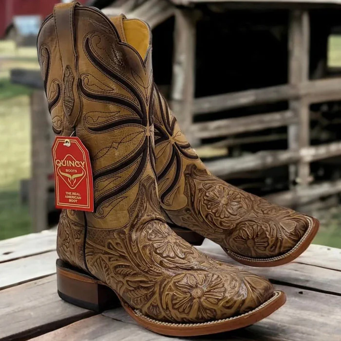 Botas de Cuero Cincelada Horma Rodeo Cuadrada - Image 3