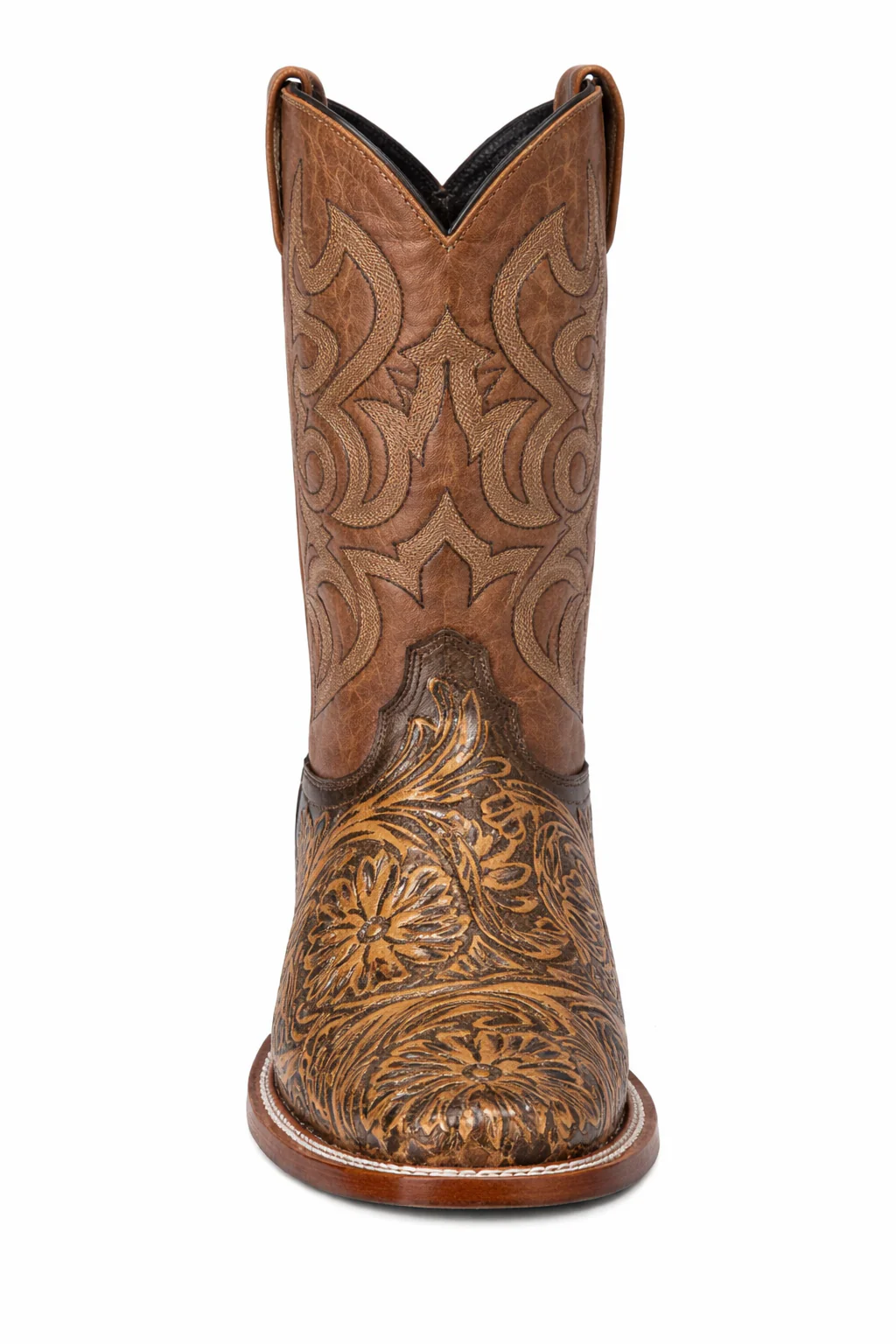 Botas de Cuero Cincelada Horma Rodeo Cuadrada - Image 5