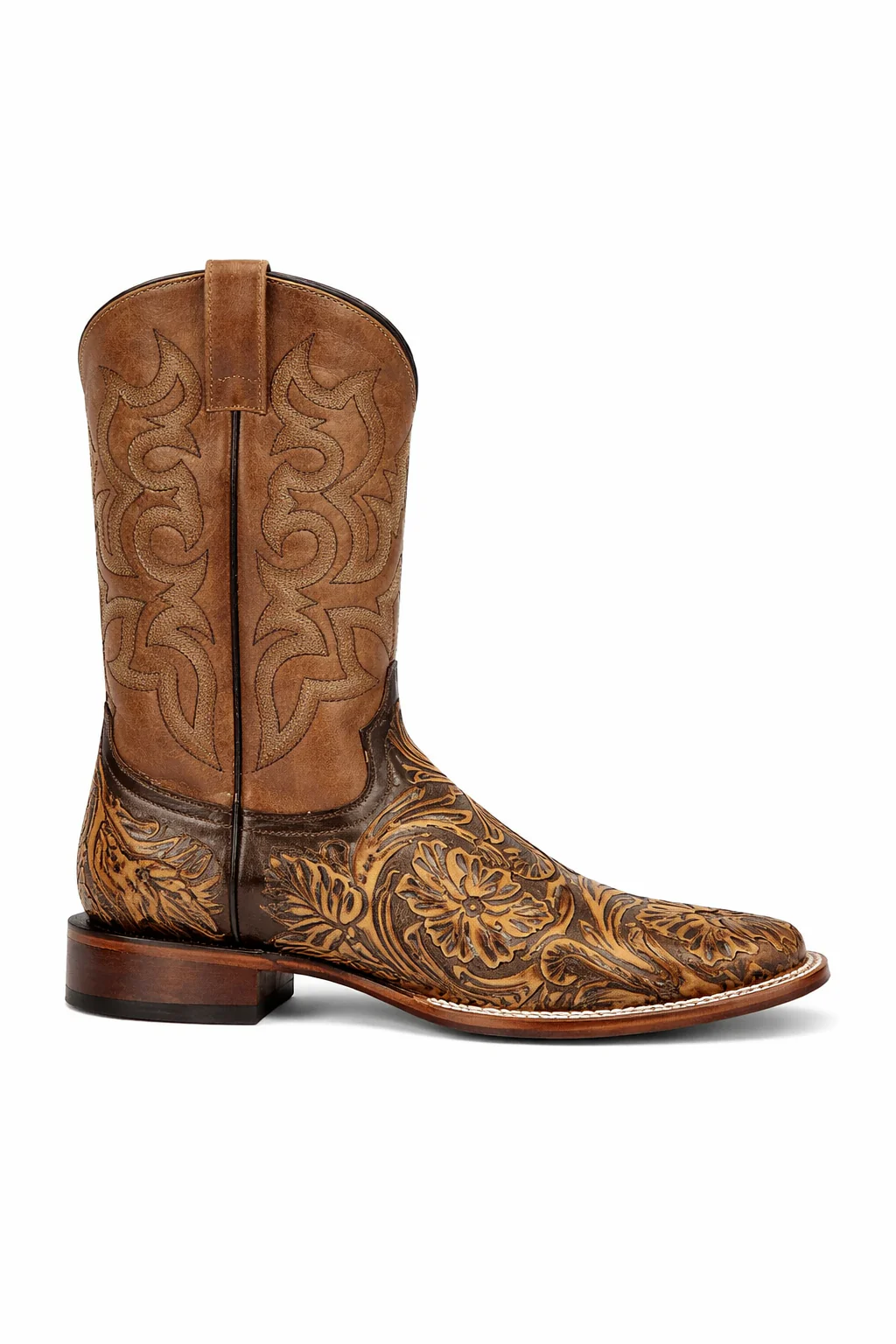 Botas de Cuero Cincelada Horma Rodeo Cuadrada - Image 6