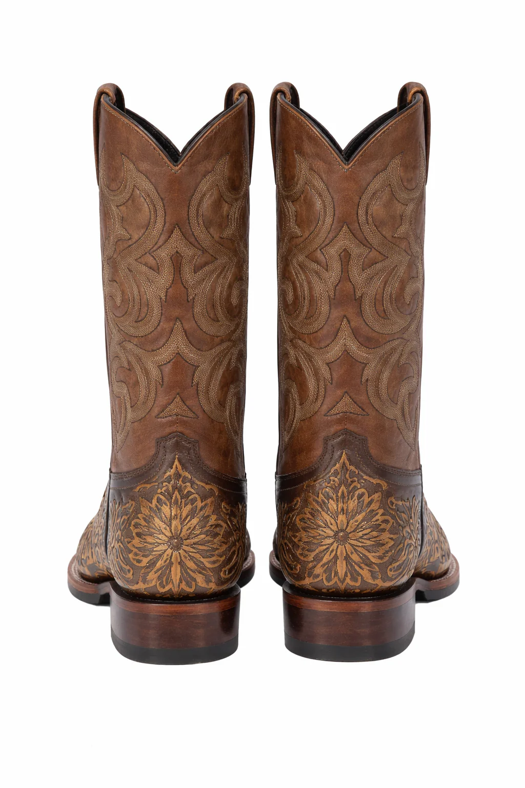 Botas de Cuero Cincelada Horma Rodeo Cuadrada - Image 9