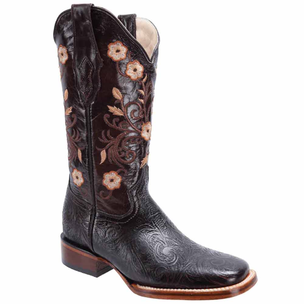 Botas de Cuero Cincelado Horma Rodeo para Mujer Color Cafe JB-16-09CAF - Image 2