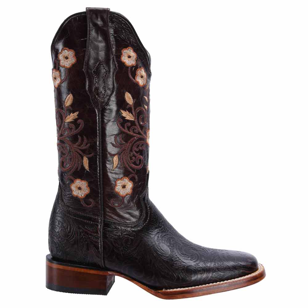Botas de Cuero Cincelado Horma Rodeo para Mujer Color Cafe JB-16-09CAF - Image 3