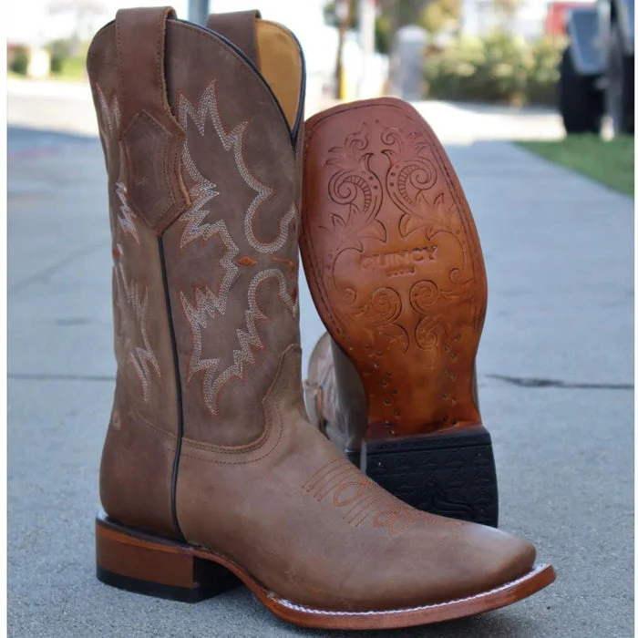 Botas de Cuero Crazy Original Horma Rodeo Cuadrada Color Miel