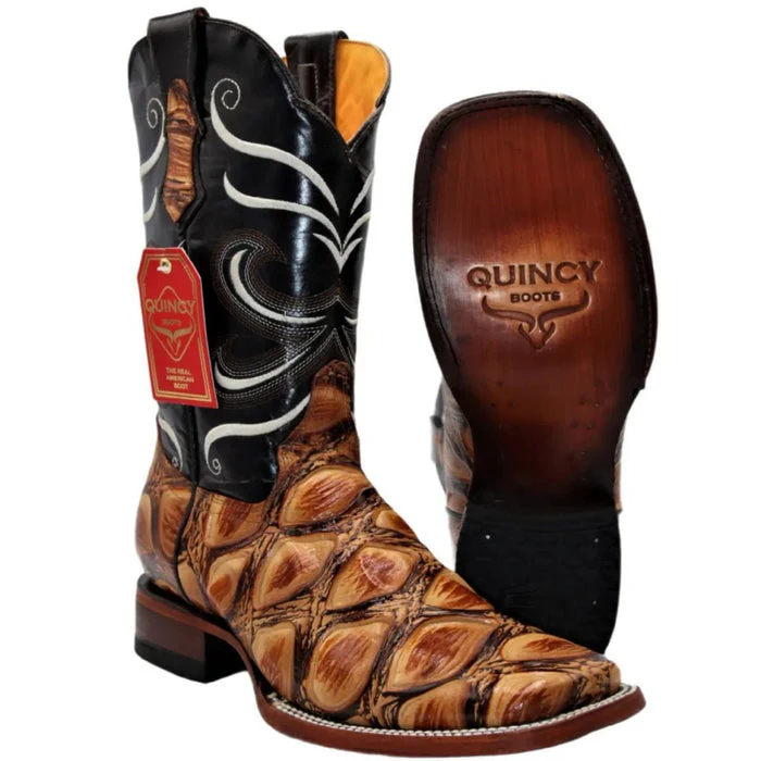 Botas de Pescado Africano Grabado Horma Rodeo Cuadrada - Image 2