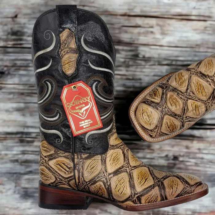 Botas de Pescado Africano Grabado Horma Rodeo Cuadrada - Image 3