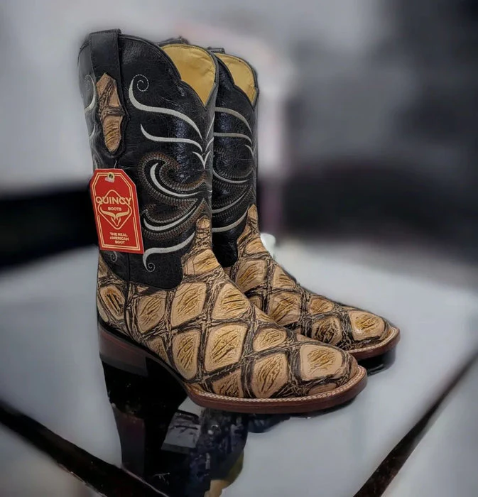 Botas de Pescado Africano Grabado Horma Rodeo Cuadrada - Image 6
